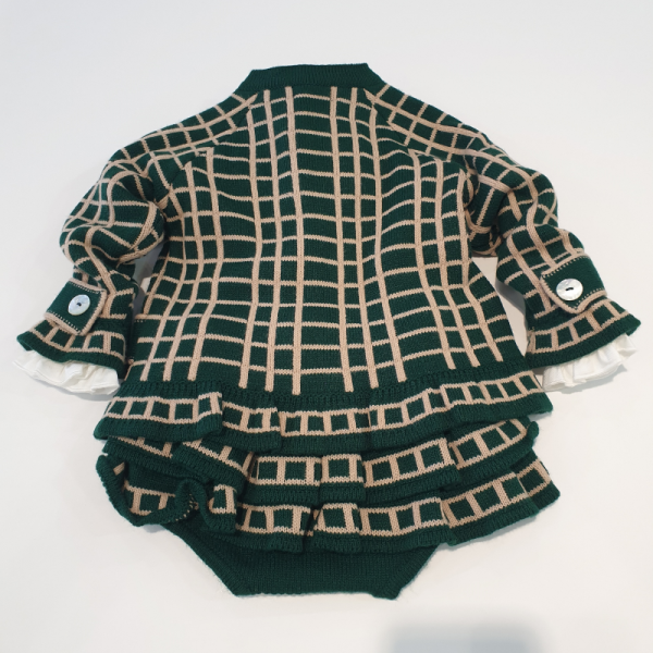 Conjunto tres piezas niña dos colores cuadros de Raigo