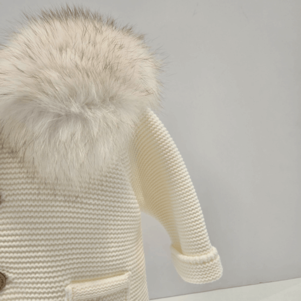 Parka de punto cuatro colores con cuello de pelo natural Pangasa - Imagen 4