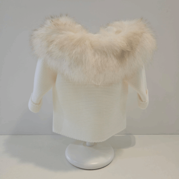 Parka de punto cuatro colores con cuello de pelo natural Pangasa
