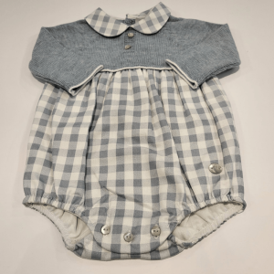 Pelele niño cuerpo punto tela azul cuadro Martín Aranda invierno