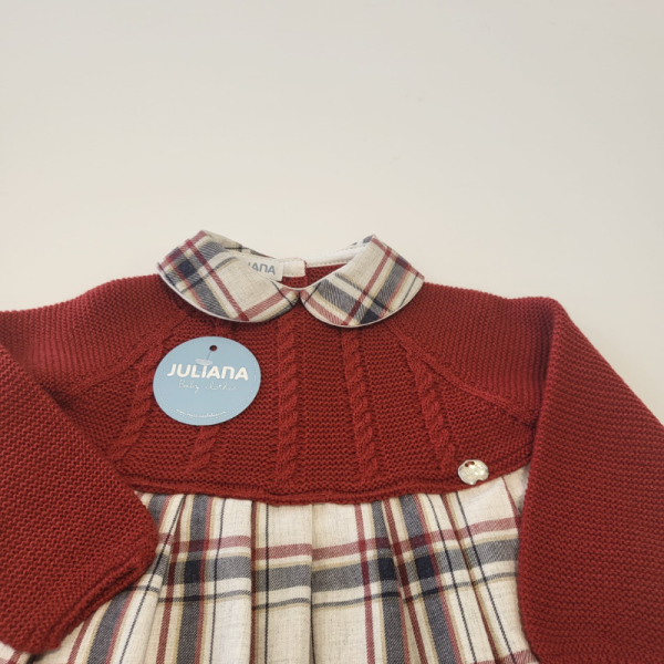 Vestido cuerpo de punto Niña cuadros tartar guinda Juliana invierno - Imagen 2