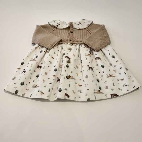 Vestido de punto camel y estampado de Pangasa