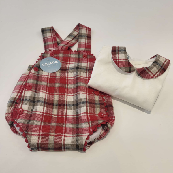 Conjunto peto tela cuadros camisa blanca Juliana invierno - Imagen 2