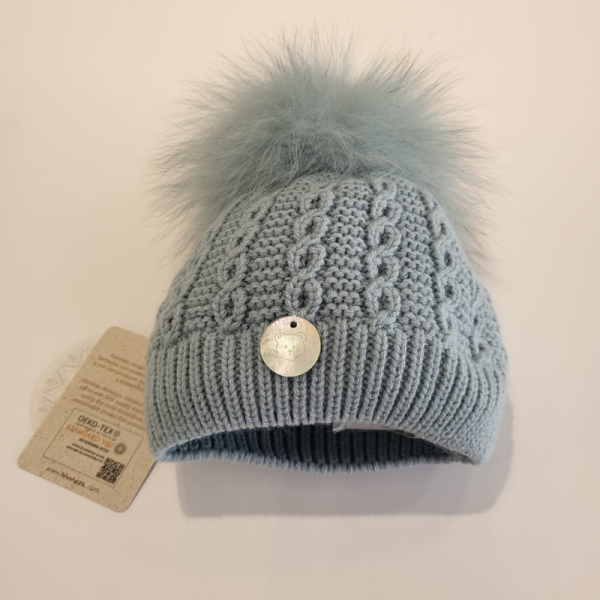 Gorro pompón de pelo natural en rosa, camel, beige de Pangasa - Imagen 4