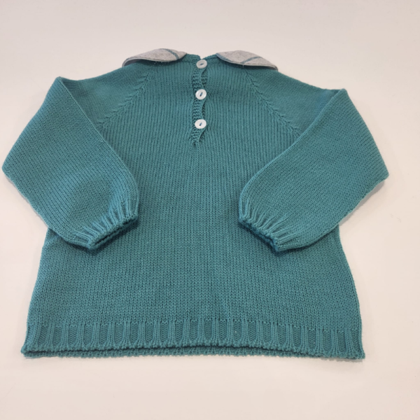 Peto tela cuadros con jersey verde báltico de Juliana