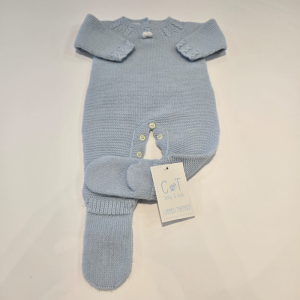 Pelele con pie para niño en azul Carmen Taberner invierno 2024