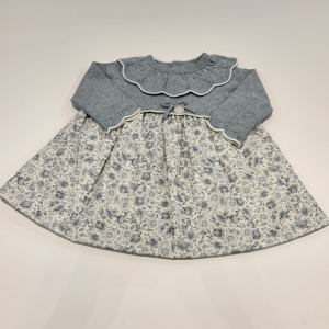 Vestido cuerpo punto y tela estampada de Martín Aranda