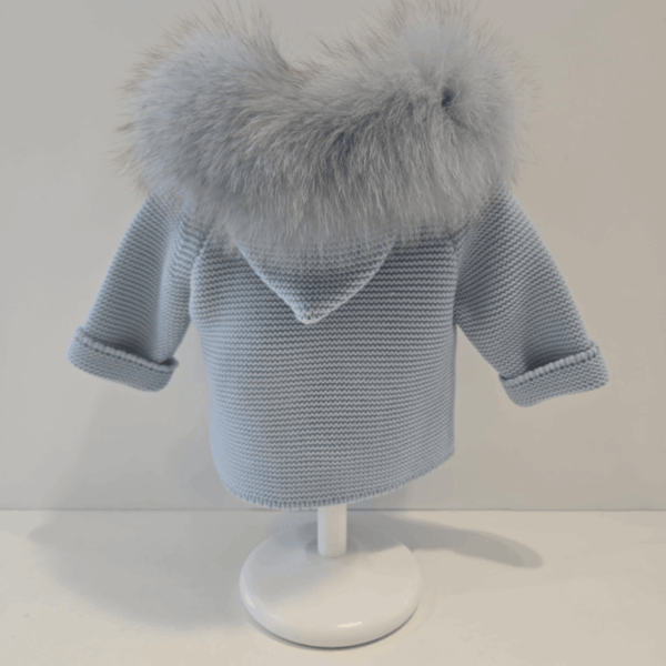 Parka de punto cuatro colores con cuello de pelo natural Pangasa - Imagen 2