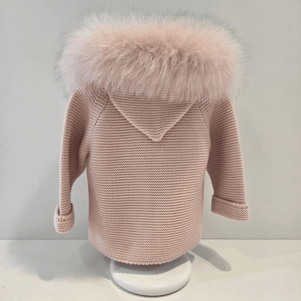 Parka de punto cuatro colores con cuello de pelo natural Pangasa - Imagen 2
