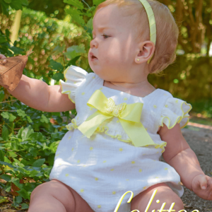Pelele colección celeste lazo amarillo de Lolittos verano