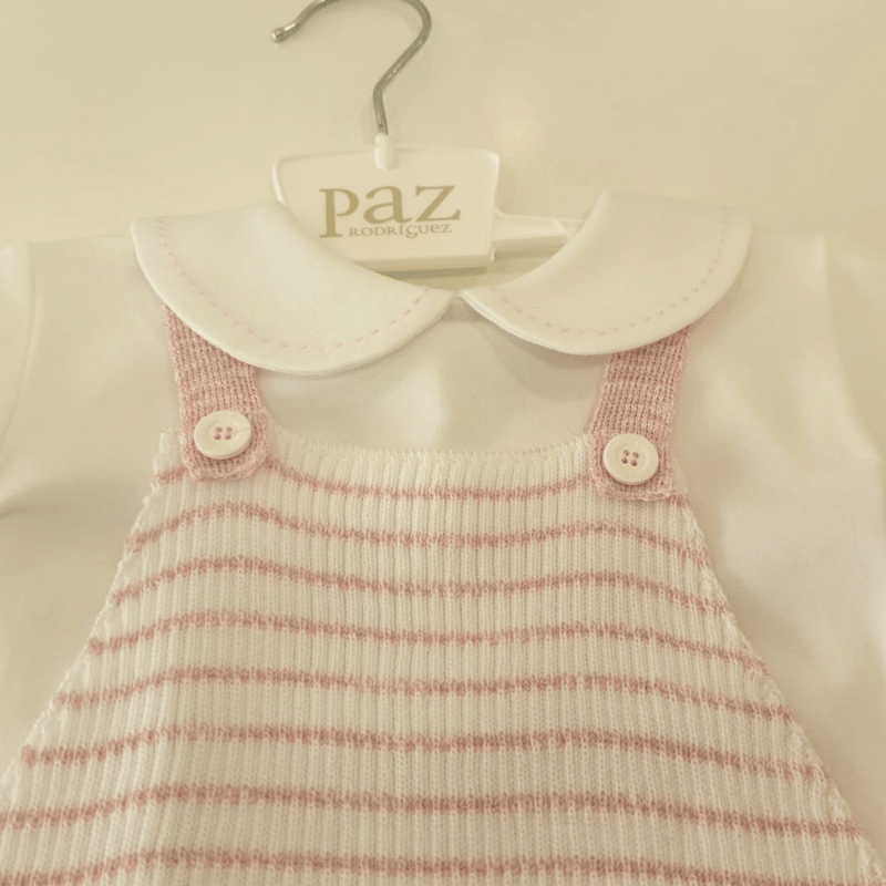 Peto rayas mas bodi color rosa masia de Paz Rodríguez verano