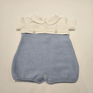 Ranita de punto y tela azul vento de Paz Rodríguez verano