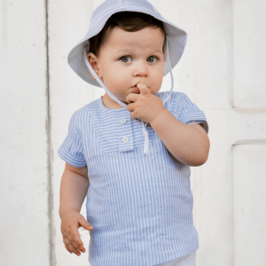 Vestido blanco y azul dorna blanco azul de Paz Rodríguez verano