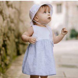 Vestido blanco y azul dorna blanco azul de Paz Rodríguez verano