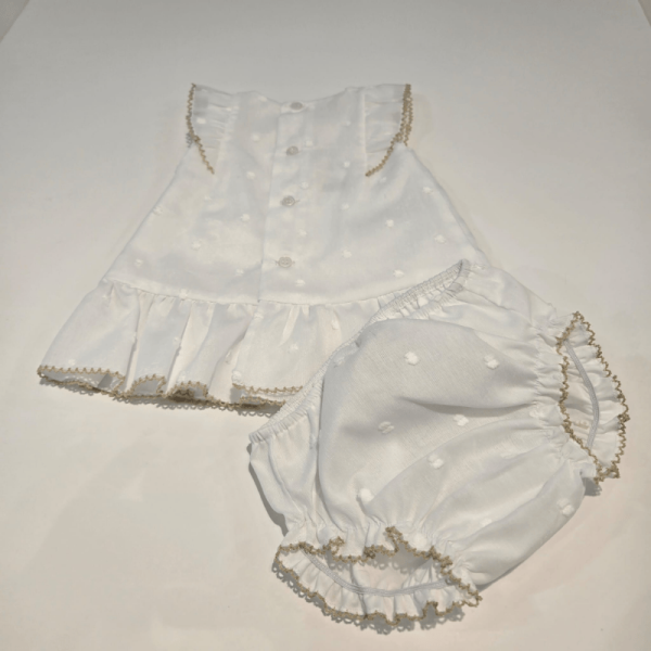 Vestido niña organza lino beige Paz Rodríguez verano