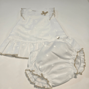 Vestido niña organza lino beige Paz Rodríguez verano