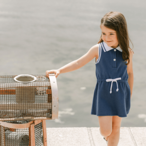 Vestido punto circular azul rias de Paz Rodríguez verano