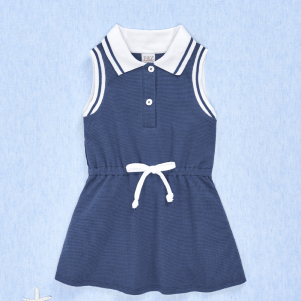 Vestido punto circular azul rias de Paz Rodríguez verano - Imagen 4