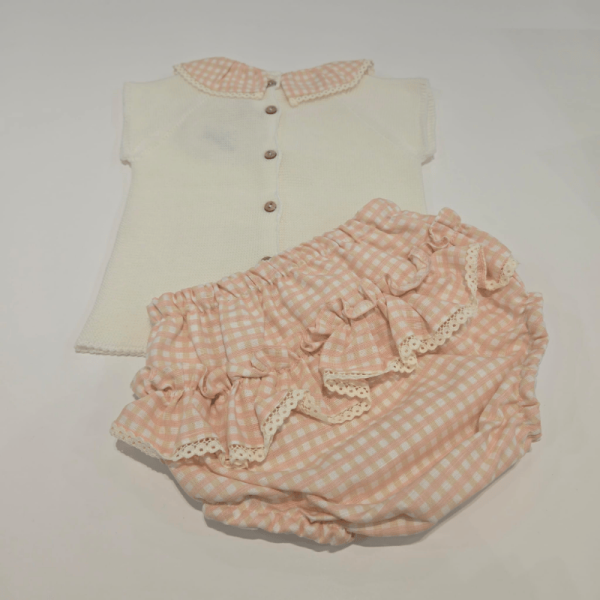 Conjunto Jubón braguita melocotón marfil pangas verano