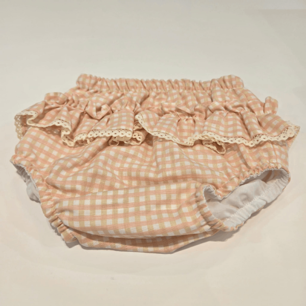 Conjunto Jubón braguita melocotón marfil pangas verano