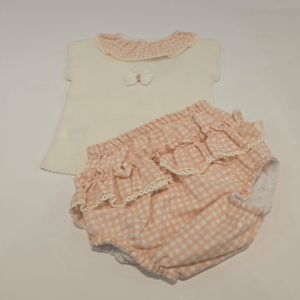 Conjunto Jubón braguita melocotón marfil pangas verano