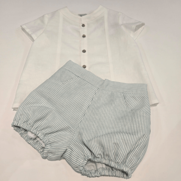 Conjunto dos piezas niño rayas verde Pangasa verano
