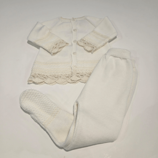 Conjunto jubón con polaina beige de Paz Rodríguez verano