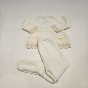 Conjunto jubón con polaina beige de Paz Rodríguez verano