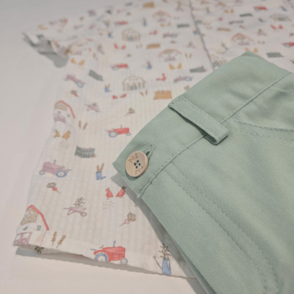 Conjunto niño camisa pantalón granja de Paz Rodríguez verano