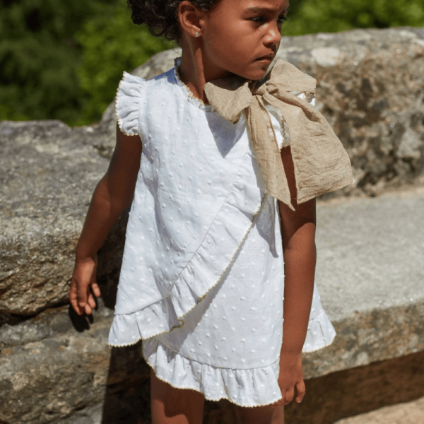 Vestido lino cruzado black & white La Martinica verano