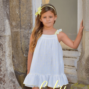 Vestido recto colección celeste muselina de Lolittos verano