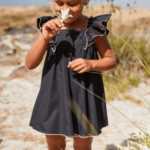 Caftan negro ribeteado durex Mykonos La Martinica verano