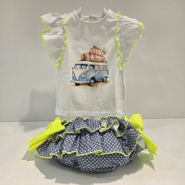 Conjunto camiseta braguita volantes arándanos La Martinica - Imagen 4