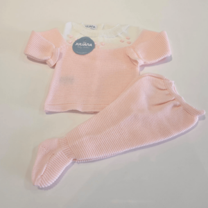 Conjunto hilo perlé rosa y blanco de Juliana verano