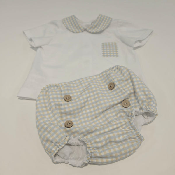 Conjunto niño camiseta y pantalón cuadritos Pangasa