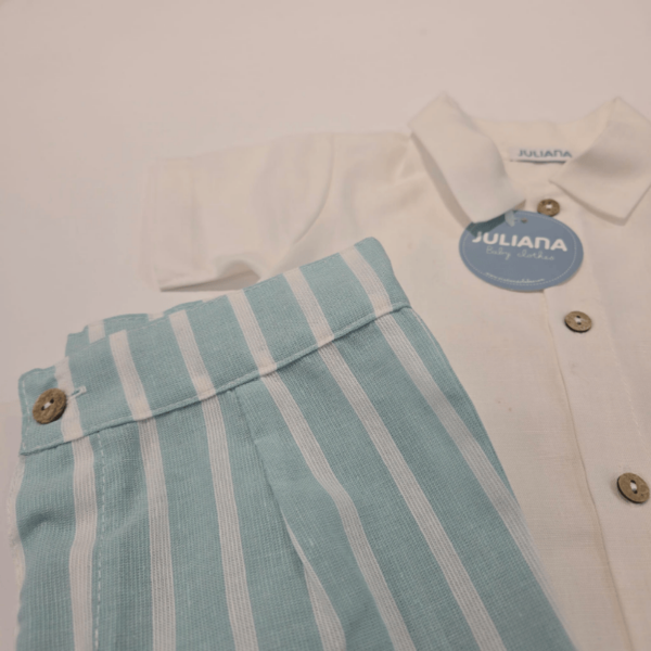 Conjunto rayas dos piezas verde agua Juliana verano - Imagen 4