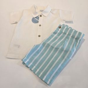 Conjunto rayas dos piezas verde agua Juliana verano
