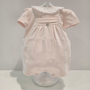 Pelele corto rosa con volante cuello Paz Rodríguez verano