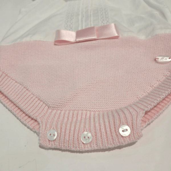 Pelele tejido y punto blanco rosa Martín Aranda verano