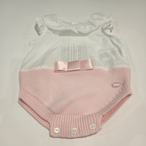 Pelele tejido y punto blanco rosa Martín Aranda verano