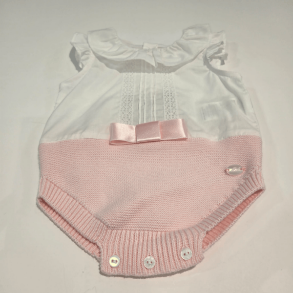 Pelele tejido y punto blanco rosa Martín Aranda verano