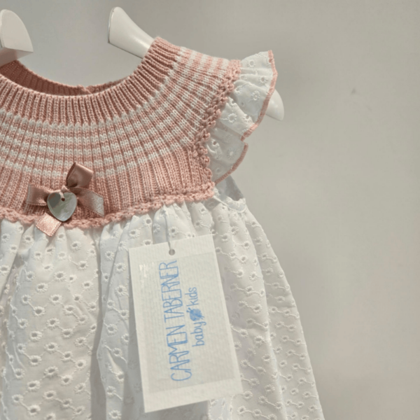 Vestido cuerpo punto rosa y blanco Carmen Taberner verano - Imagen 4