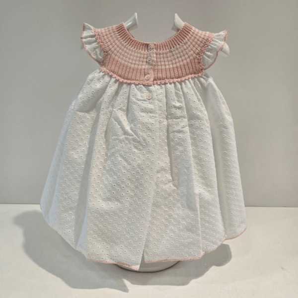 Vestido cuerpo punto rosa y blanco Carmen Taberner verano