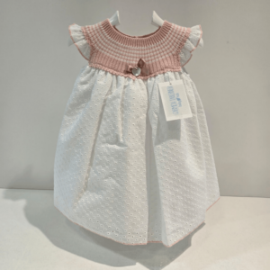 Vestido cuerpo punto rosa y blanco Carmen Taberner verano