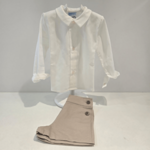 Conjunto niño dos piezas blanco camel Mac Ilusión verano