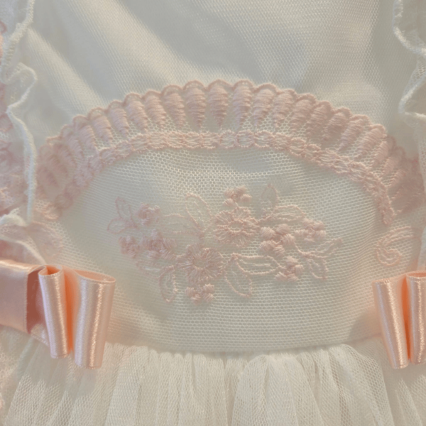 Vestido arras rosa/beige tul bordado La Amapola verano
