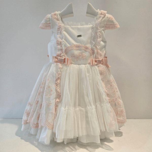 Vestido arras rosa/beige tul bordado La Amapola verano
