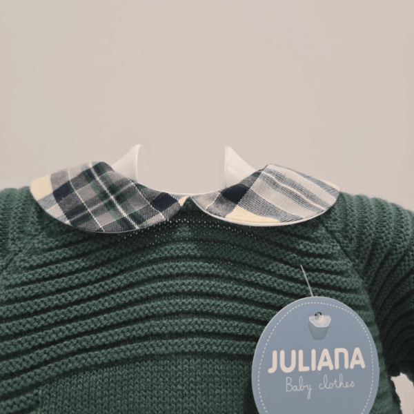 Pelele verde musgo punto doble osito Juliana invierno - Imagen 2