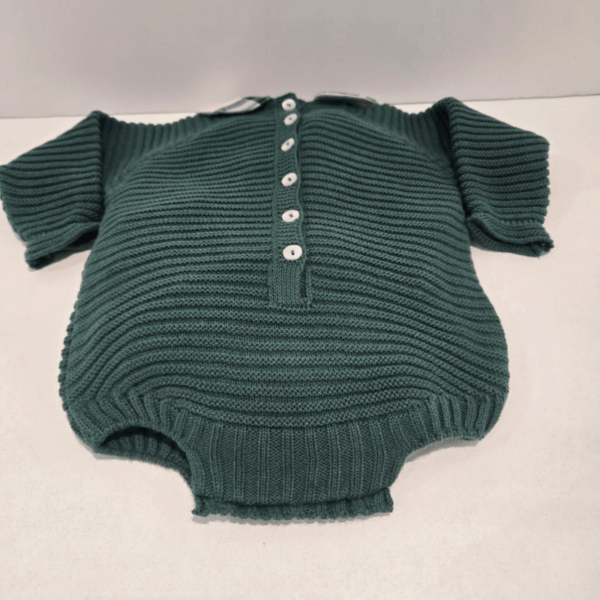 Pelele verde musgo punto doble osito Juliana invierno