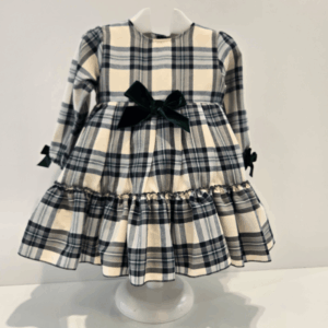 Vestido cuadros volante lazo terciopelo Juliana Invierno